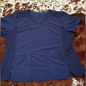 3x Navy 4 way stretch Scrubstar top